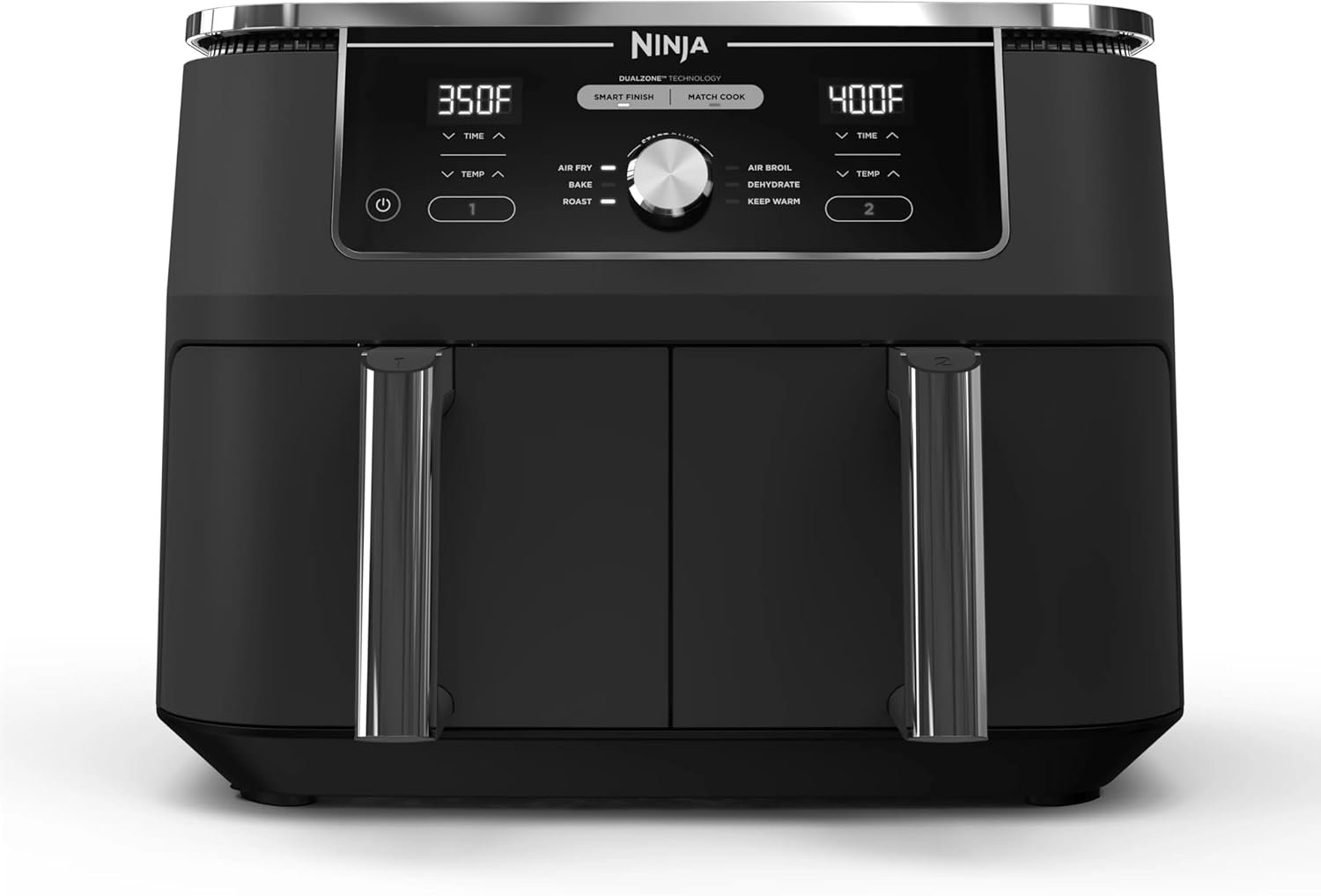 Ninja Foodi 10-qt DualZone XL — best air fryer for family of 4 in black stainless steel