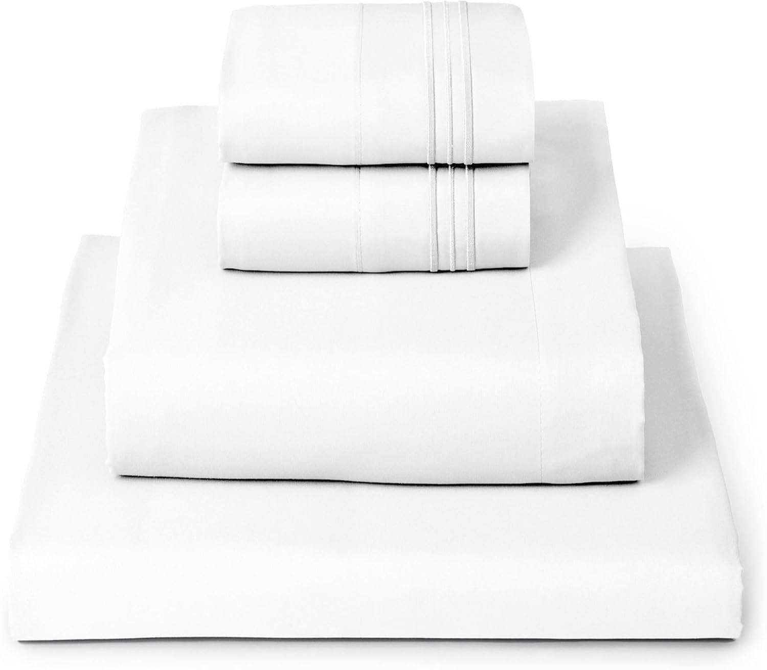 Queen size 4-piece sheet set for bed in white