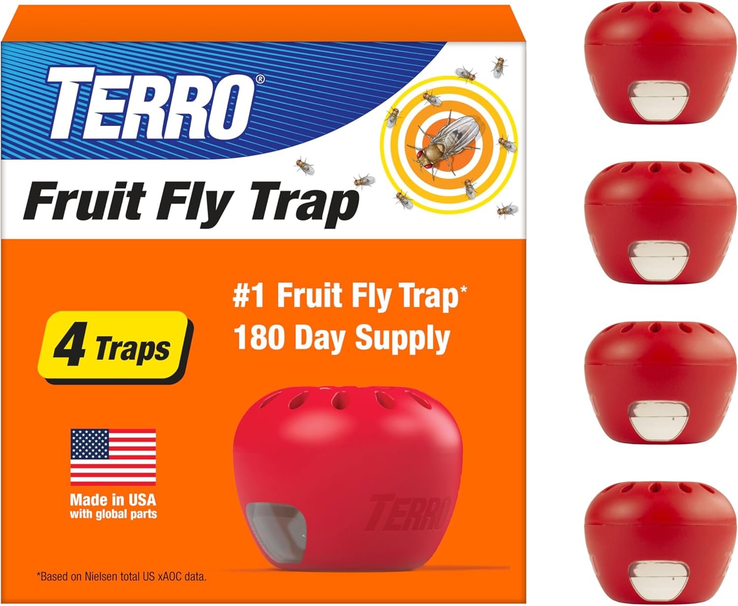 TERRO indoor fruit fly traps 4 pack for kitchens and garbage areas