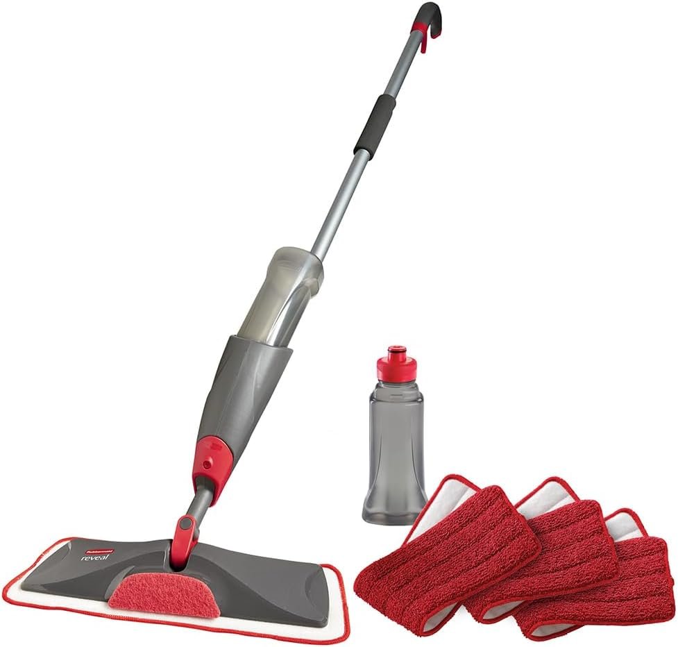 Rubbermaid Reveal spray mop with refillable bottle for quick floor cleaning