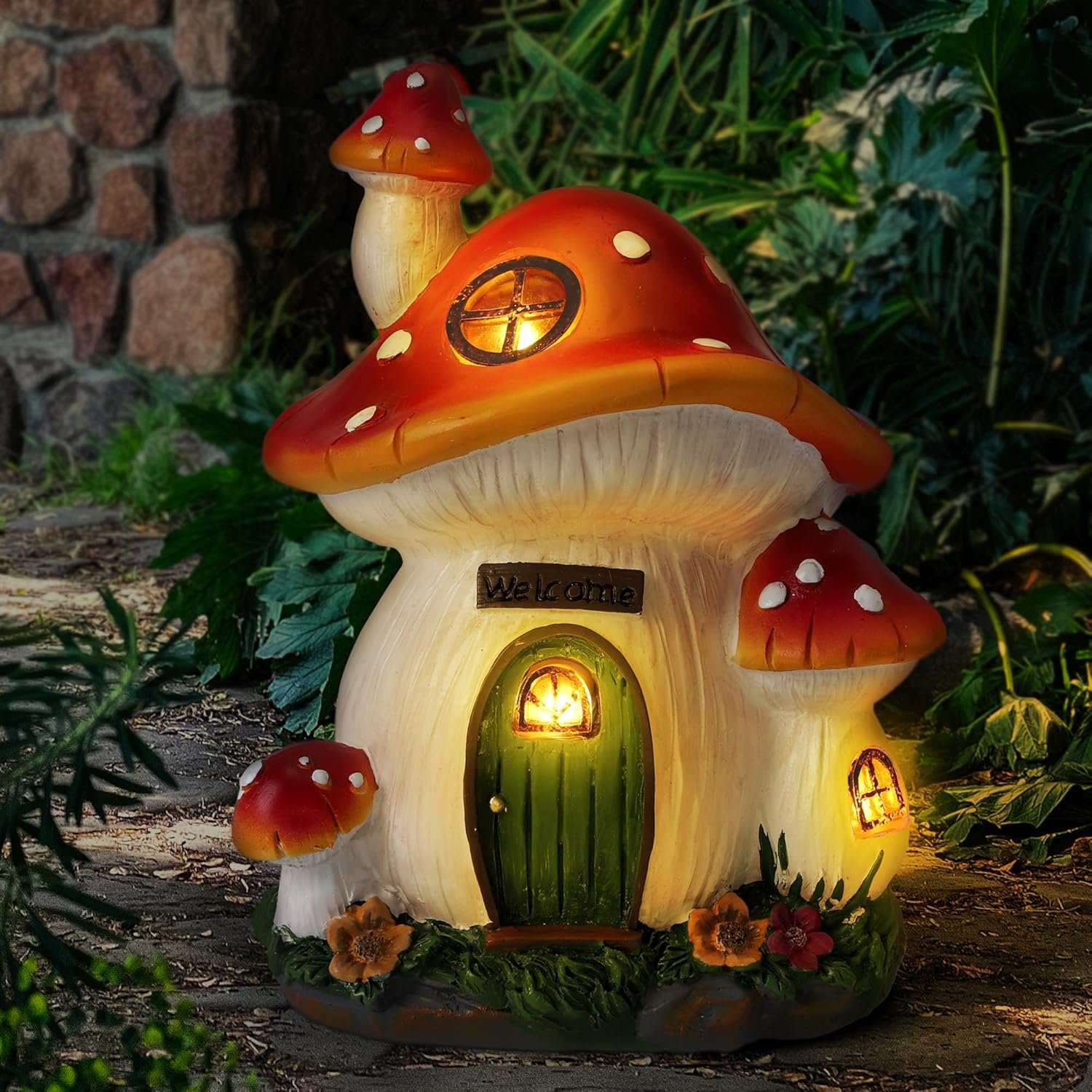 Solar Mushroom House with Gnomes