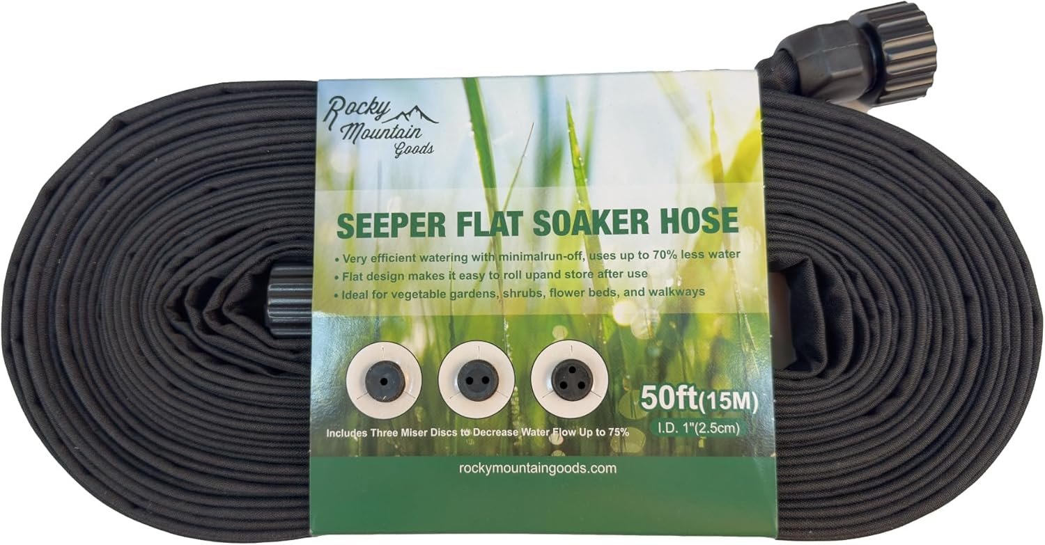 Rocky Mountain Goods Soaker Hose 50ft — most popular soaker hose for vegetable garden heavy duty