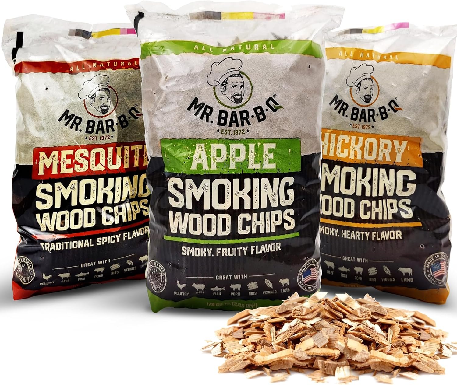 Wood Smoker Chips Bundle 3 Flavors — grilling gift for dad fathers day