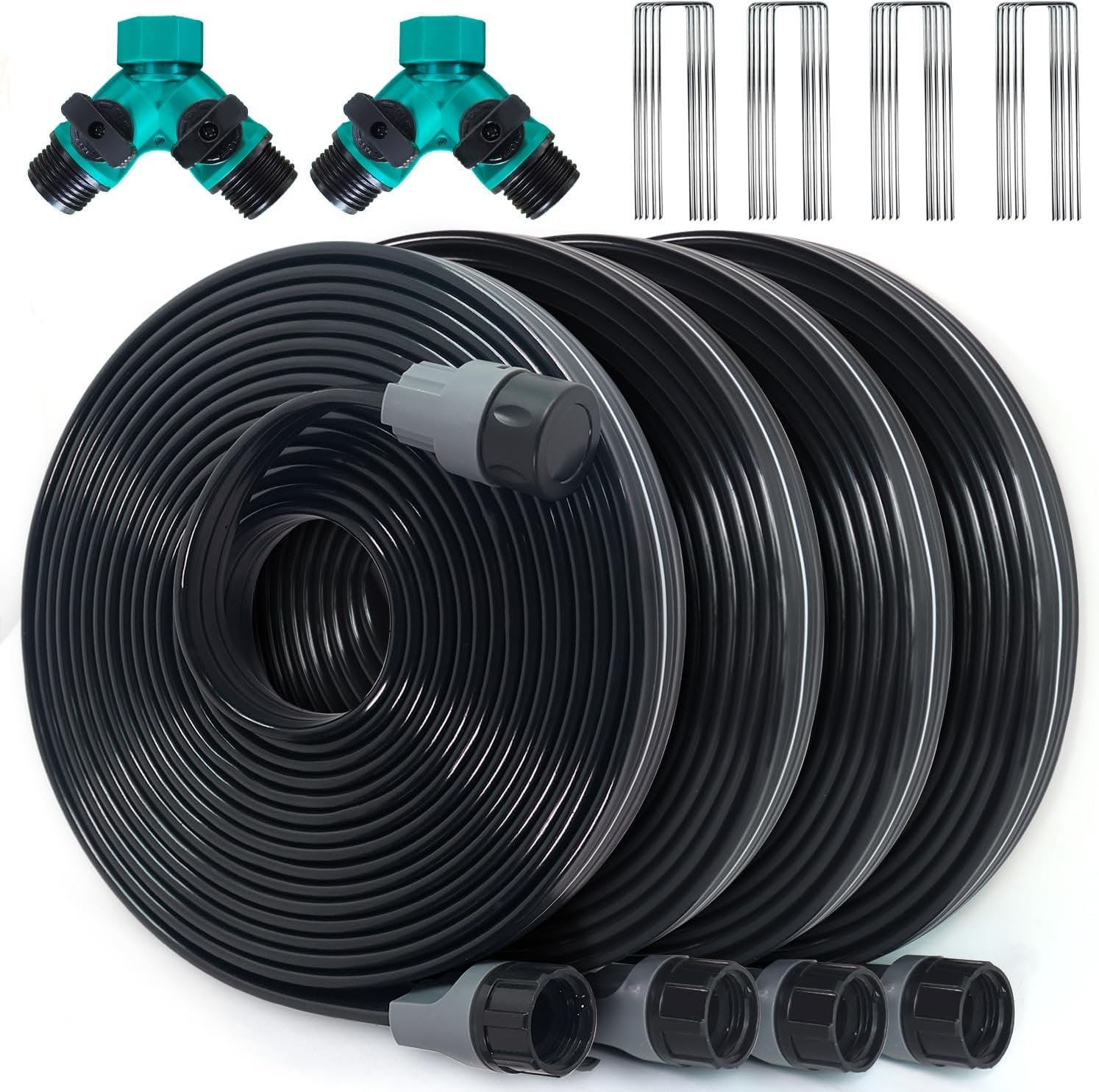 budget round sprinkler soaker hose with holes for garden beds and lawn