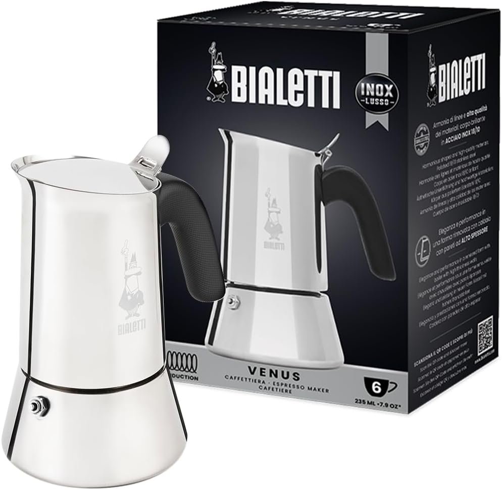 Bialetti New Venus Stainless 6-Cup — non-toxic coffee maker best stovetop pick
