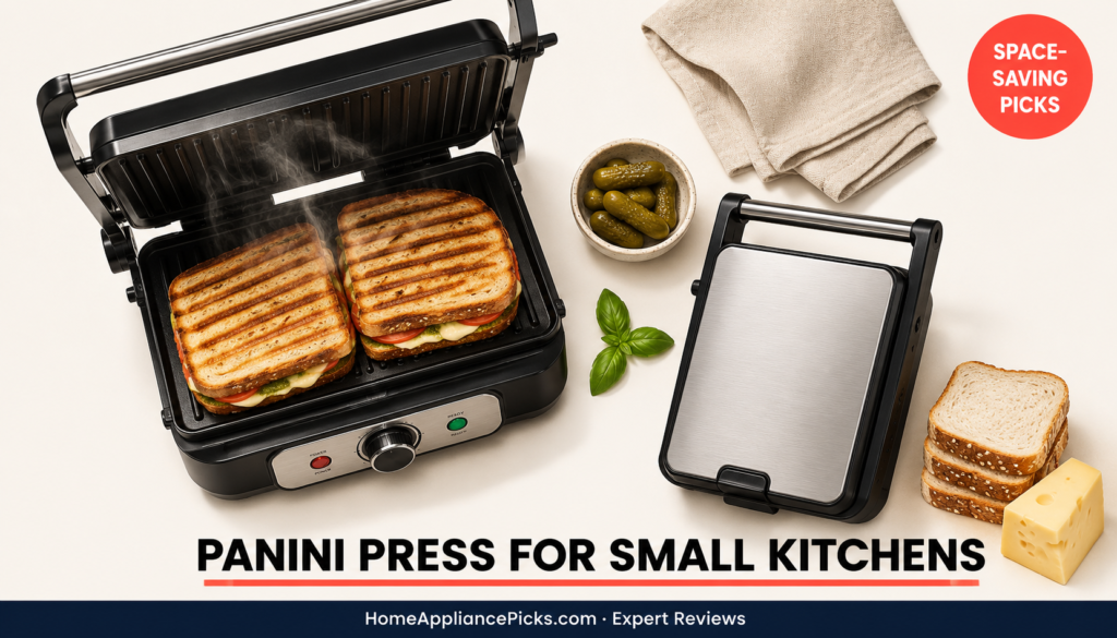 Panini press with grilled sandwich — panini press for small kitchens 2026