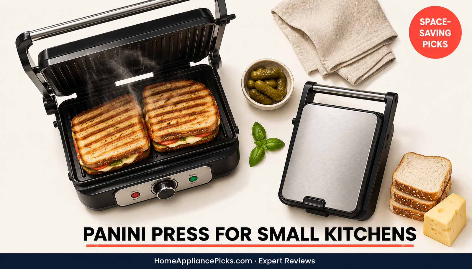 Panini press with grilled sandwich — panini press for small kitchens 2026