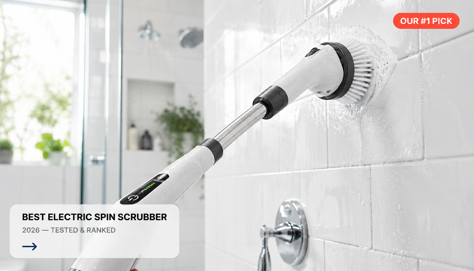 Electric spin scrubber cleaning bathroom tile — best electric spin scrubber 2026