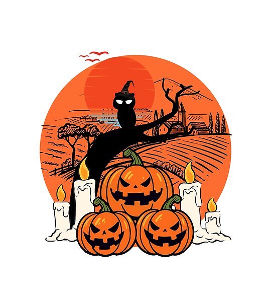 Vintage Pumpkin Scene Halloween sticker